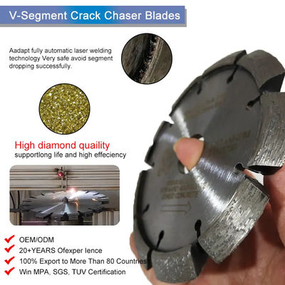 6 اینچ لیزر جوشکاری ترک Chaser Tuck Point الماس V شکاف برش تیغه برای جدا کردن کنکریت سنگ شکن