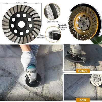 قطر قطر 125mm Turbo Cup Diamond سنگ زنی چرخ سنگ زنی # 60/80 برای سنگ یا بتن