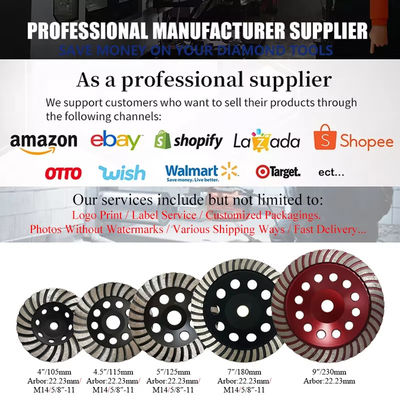 قطر قطر 125mm Turbo Cup Diamond سنگ زنی چرخ سنگ زنی # 60/80 برای سنگ یا بتن