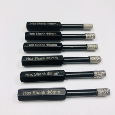 چنگال سوراخ فلزی 6mm Hex Shank Diamond Core Borr Bits برای فرش